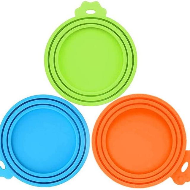 SHENQIDZ 3 Pack Pet Food Can Covers Lids Universal BPA Free & Dishwasher Safe/Silicone Dog&Cat Food Can Lid Covers
