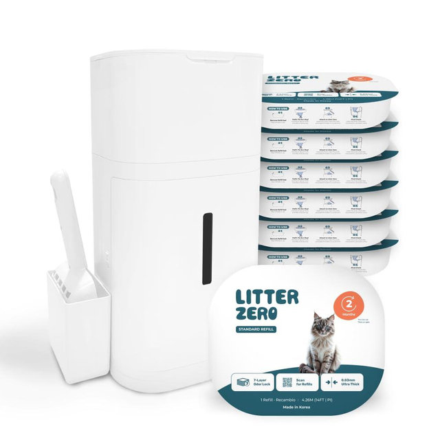 Litter Zero Base Set (Includes 1 Refill, Scoop) + 6 Additional Refills Pack
