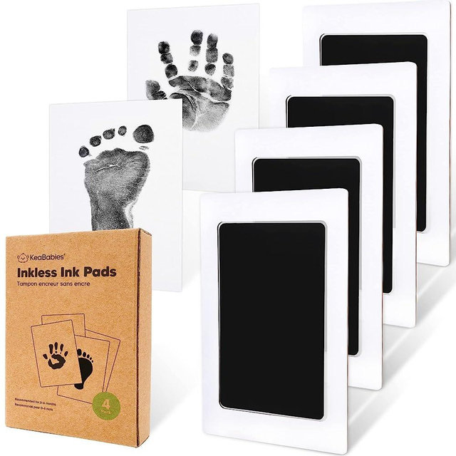 4-Pack Inkless Hand and Footprint Kit - Ink Pad for Baby Hand and Footprints - Dog Paw Print Kit,Dog Nose Print Kit - Baby Footprint Kit, Clean Touch Baby Foot Printing Kit, Handprint Kit (Jet Black)