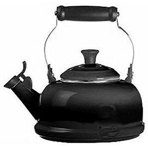 Le Creuset Enamel-on-Steel Whistling 1-4/5-Quart Teakettle, Black