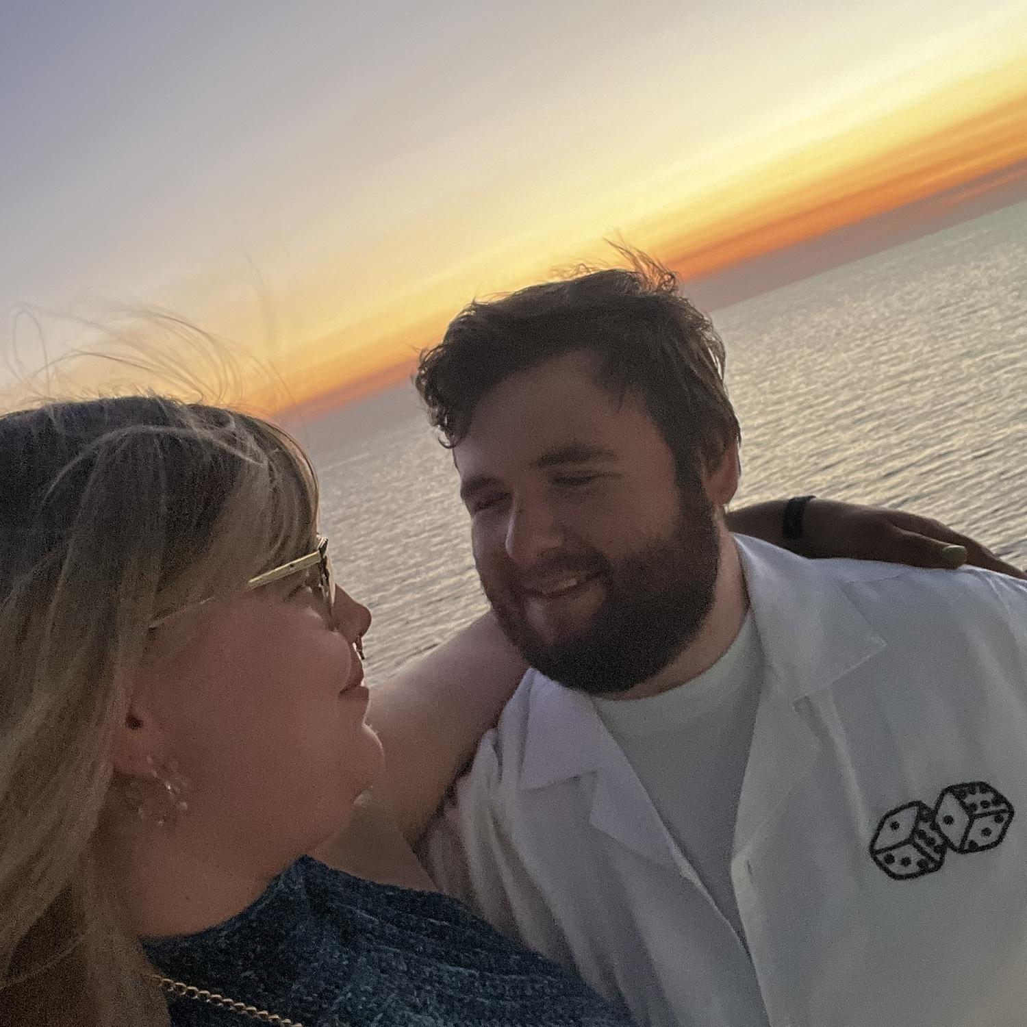 Sunset on the cruise and we’d rather look at each other, March 2025
