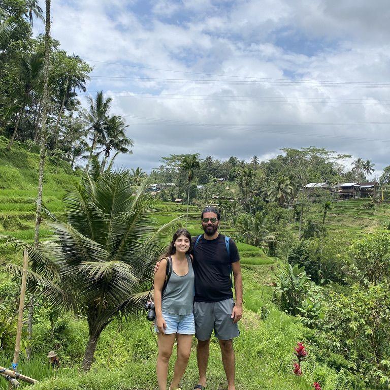 It was the first time for both of us in Bali. The lush green of the rice fields was so vivid, we couldn't believe it.