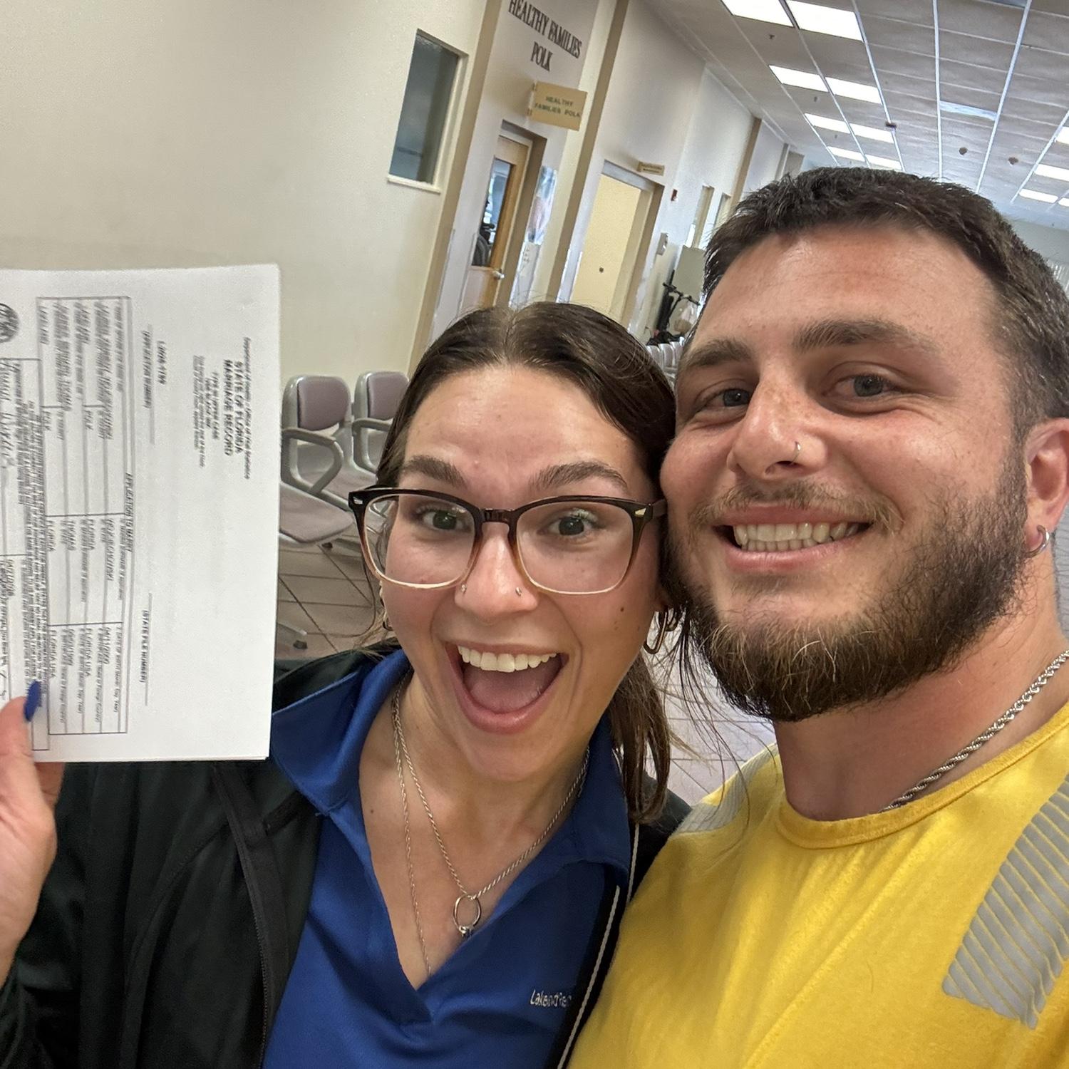 getting our marriage license !