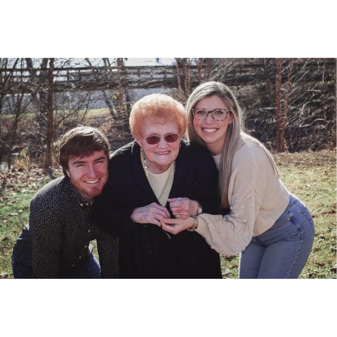 The Groom, his maternal Mawmaw, and the Bride.