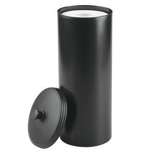 MetroDecor mDesign Free Standing Toilet Paper Roll Holder for Bathroom Storage - Black