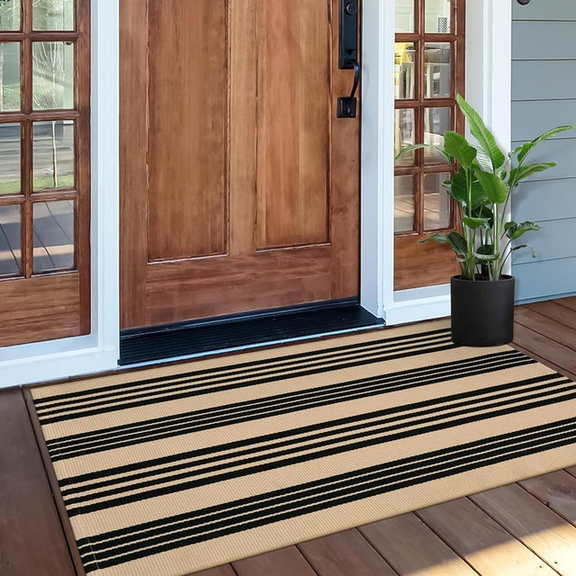 OJIA Front Door Mat 24"x51", Machine Washable Porch Rug Outdoor Door Mat Striped Entryway Rugs Indoor Outdoor Rugs Cotton Hand-Woven Entry Rug for Kitchen/Bathroom/Farmhouse/Home Entrance