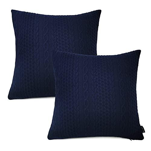 Booque Valley Throw Pillow Covers, Pack of 2 Super Soft Elegant Modern 3D Embossed Patterned Cushion Covers Decorative Pillow Cases for Sofa Bed Floor, 22 x 22 inch(Navy Blue)