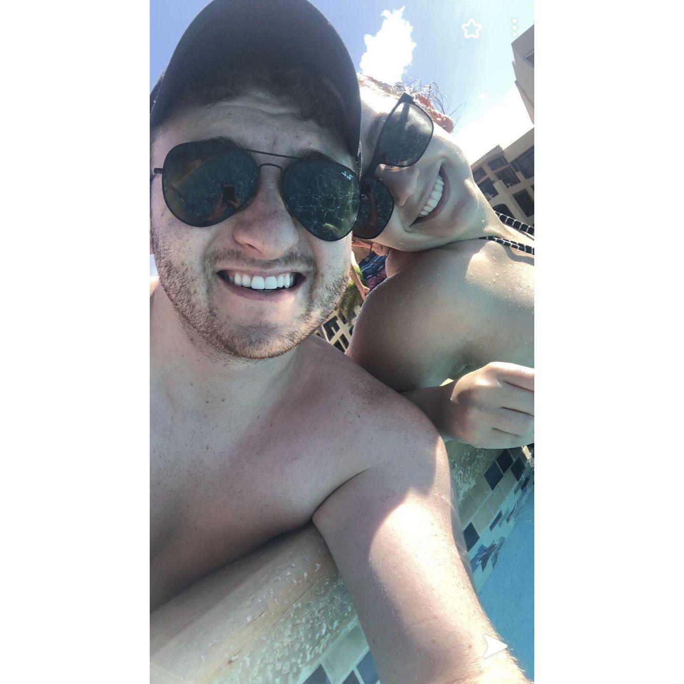 Doing one of our favorite activities, hanging out at the pool.