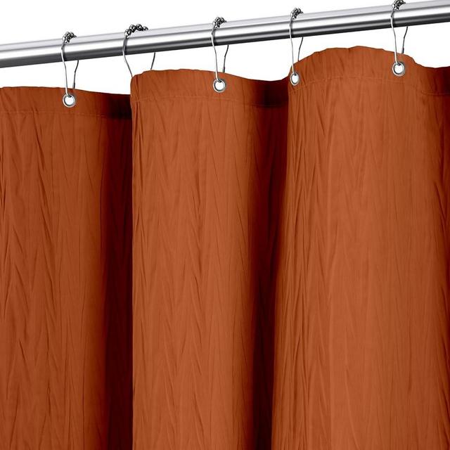 Tititex Vibrant Orange Burnt Ochre Crumpled Shower Curtain, Textured Heavy Duty 156GSM Fabric, Hotel Luxury Bathroom Decorative Waterproof Curtian 72x72 Inch with 12 Hooks