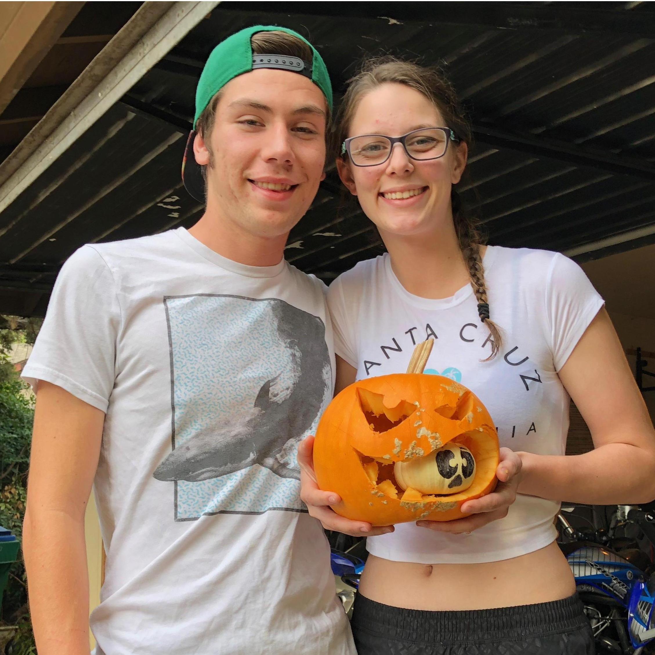 Carving our very first pumpkin!