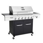 Deluxe 6-Burner Propane Gas Grill in Black with Side Burner