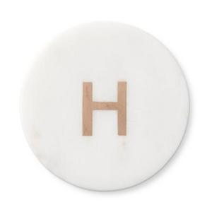 Marble & Copper Monogram Coasters, Set of 4, H