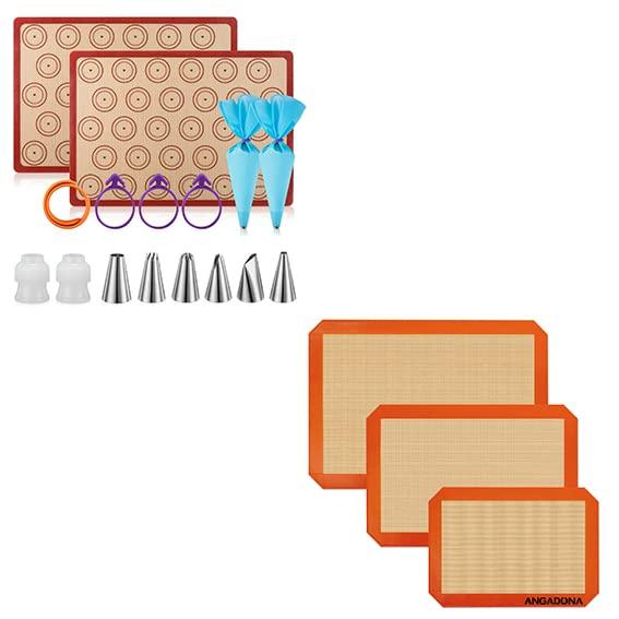 Macaron Silicone Baking Mats, No Stick and Easy Clean Reusable Silicone Baking Mats Set Jelly Roll