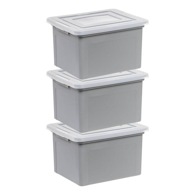 IRIS 3pk Dual Purpose Letter and Legal Size File Box Gray