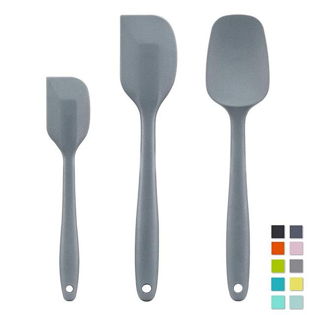 Cooptop Silicone Spatula Set - Rubber Spatula - Heat Resistant Baking Spoon & Spatulas - Pro Grade Non-stick Silicone with Steel Core (Neutral Grey)