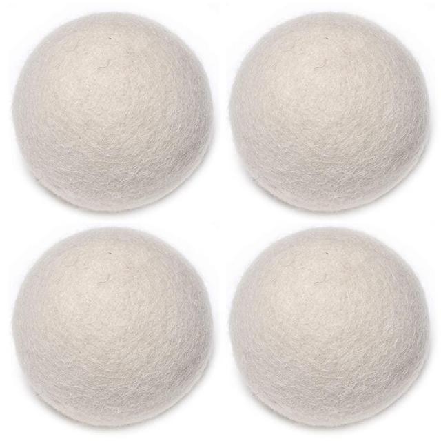 Wool Dryer Balls - Natural Fabric Softener, Reusable, Reduces Clothing Wrinkles and Saves Drying Time. The Large Dryer Ball is a Better Alternative to Plastic Balls and Liquid Softener. (Pack of 4)