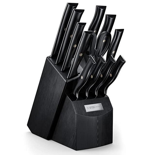 Yatoshi 13Pcs Knife Block-Pro Kitchen Knife Set Ultra Sharp High Carbon  Stainles