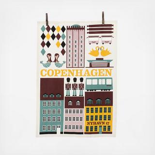 Hand Printed Organic Cotton Copenhagen Tea Towel
