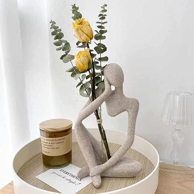 Thinker Statues and Sculptures, Sandstone Resin Thinker Statue Ornaments, Abstract Style Sculptures, Housewarming Gifts, Housewarming Decorations, Living Room Dining Desk Decorations(Large)