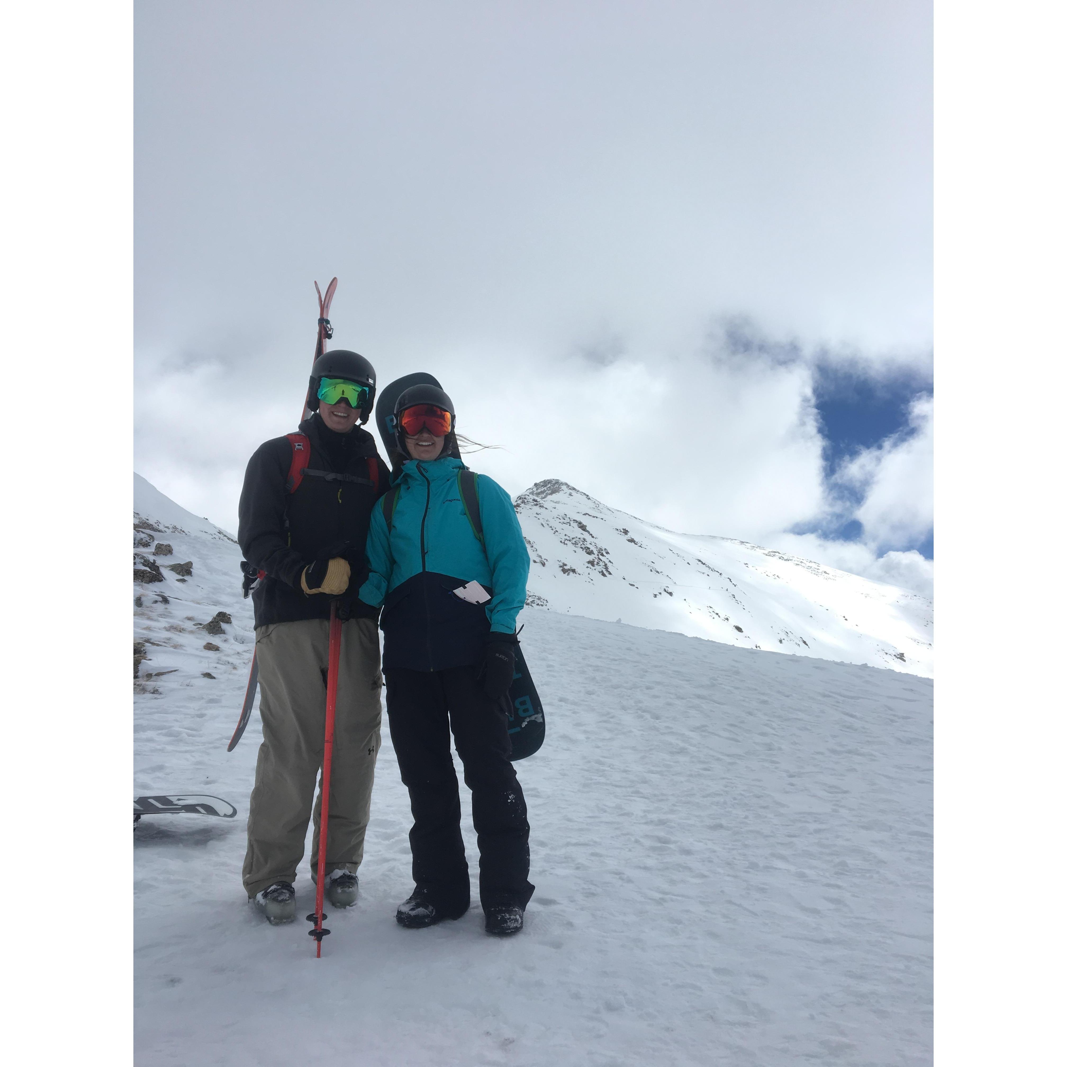 Skiing and hiking at A Basin