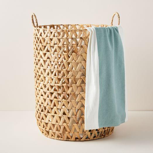 Open Weave Zigzag Hamper - Natural