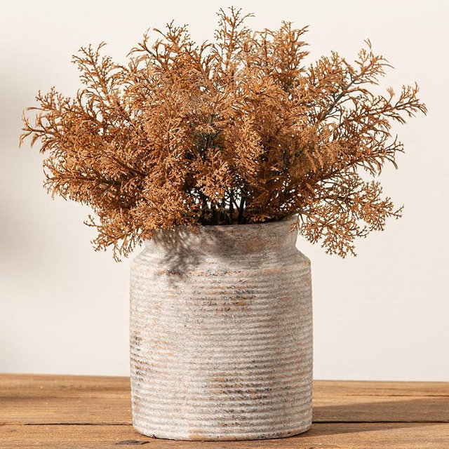 Ceramic Flower Vase 6.5 inch Farmhouse Rustic Vase for Home Decor Handcrafted Pottery Vase Small Terracotta Vases for Dining Table Decor Fireplace Living Room Bathroom Wedding Centerpiece(M-Terra)