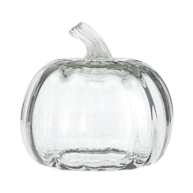 Recycled Glass Pumpkin Cloche, Clear - Small