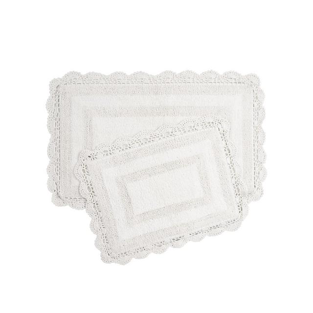 Laura Ashley Crochet Reversible Cotton 2-Pc. Bath Rug Set