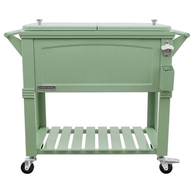 Permasteel PS-203F1-SAGE-AM 80 Quart Portable Rolling Patio Cooler, Sage