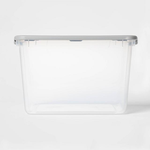 66qt Latching Clear Storage Box with Gray Lid - Room Essentials™