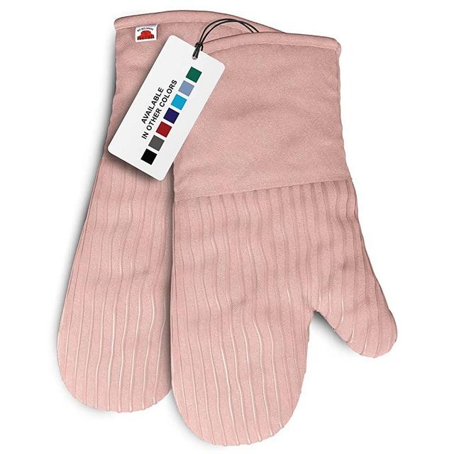 Big Red House Heat-Resistant Oven Mitts - Set of 2 Silicone Kitchen Oven Mitt Gloves, Pink