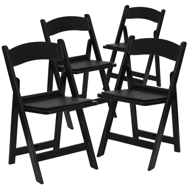 Emma and Oliver Folding Chair - Black Resin – 4 Pack 1000LB Weight Capacity Event Chair