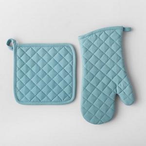 Aqua Solid Pot Holder & Oven Mitt Set - Made By Design™