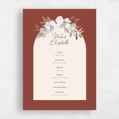 Orange Boho Wedding Program - Adeleida
