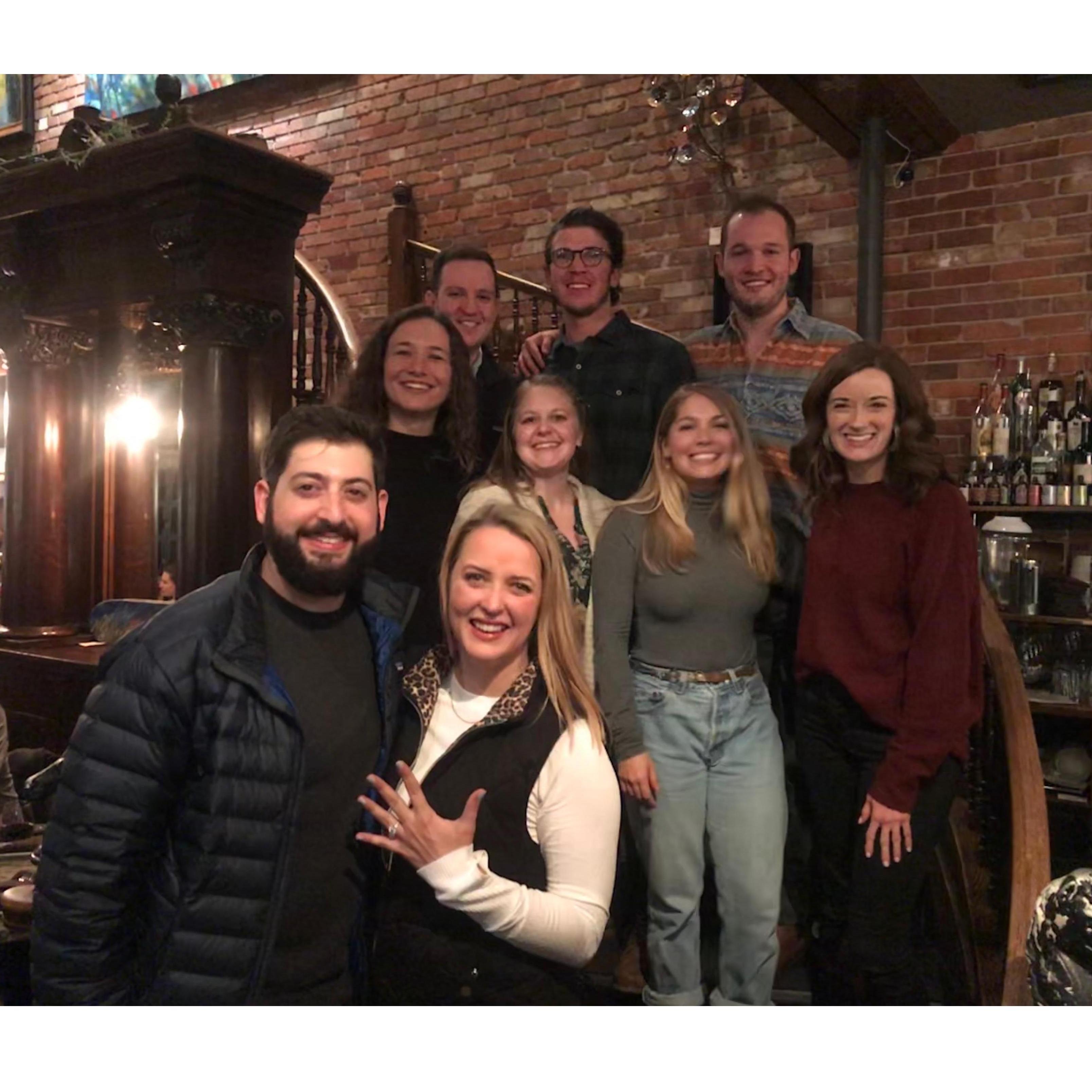 Celebrating with friends after the proposal.