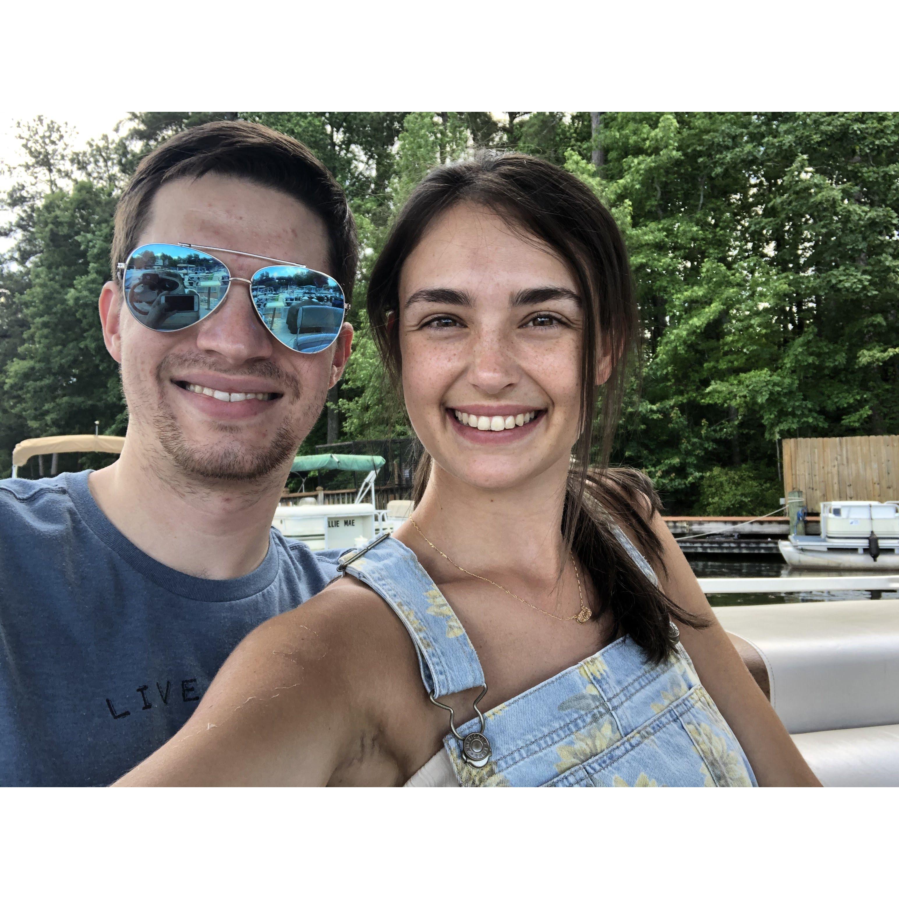Ashley's first ride on the Nelson boat on Lake Winward in 2019