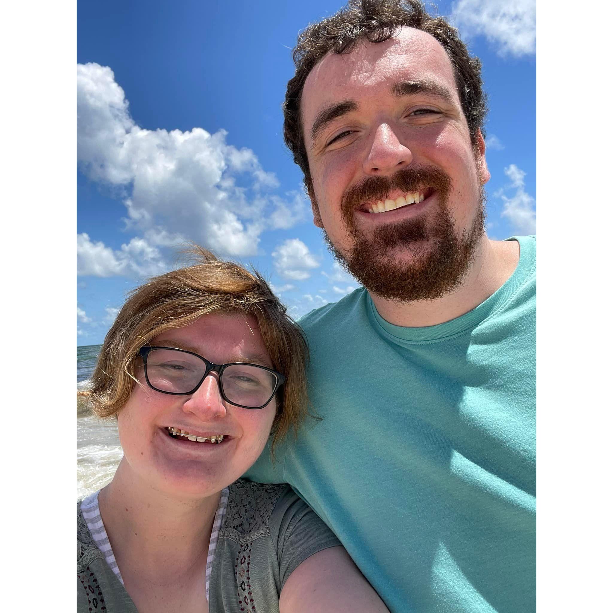 Our first time at the beach together in Pensacola, Florida.