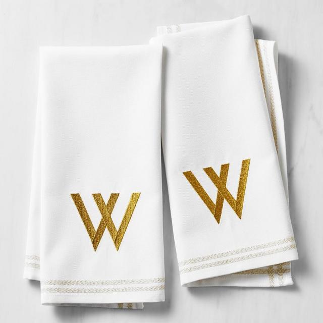 Monogram Towels, 20" X 30", Set of 2, Gold W