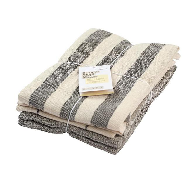 MEEMA Kitchen Towels and Dishcloths Sets of 4 | Large 20 x 28 Inch | Upcycled Cotton Tea Towel | Super Absorbent Cotton Dish Towels for Kitchen | Charcoal Stripes | Hand Towels