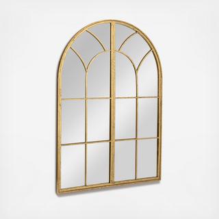 Decorative Metal Arched Windowpane Wall Mirror
