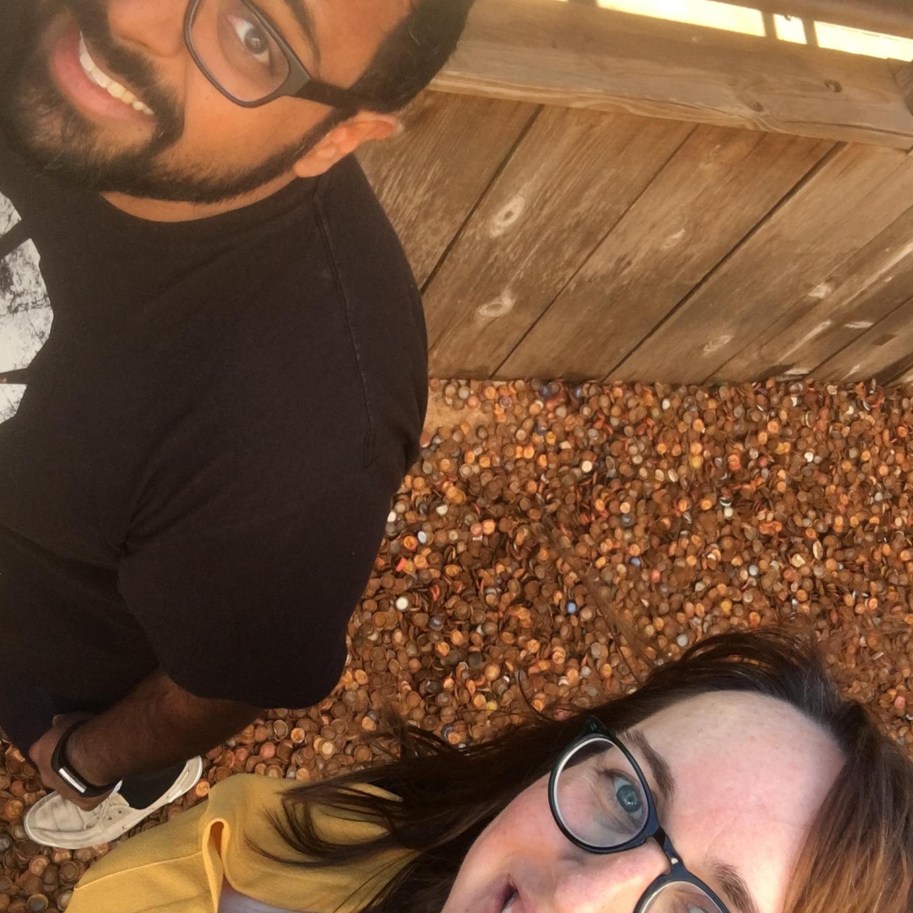 Taking a walk down Bottlecap Alley in College Station. Courtney has been well educated on Aggie traditions since meeting Jibby - who will soon be an Aggie himself!!