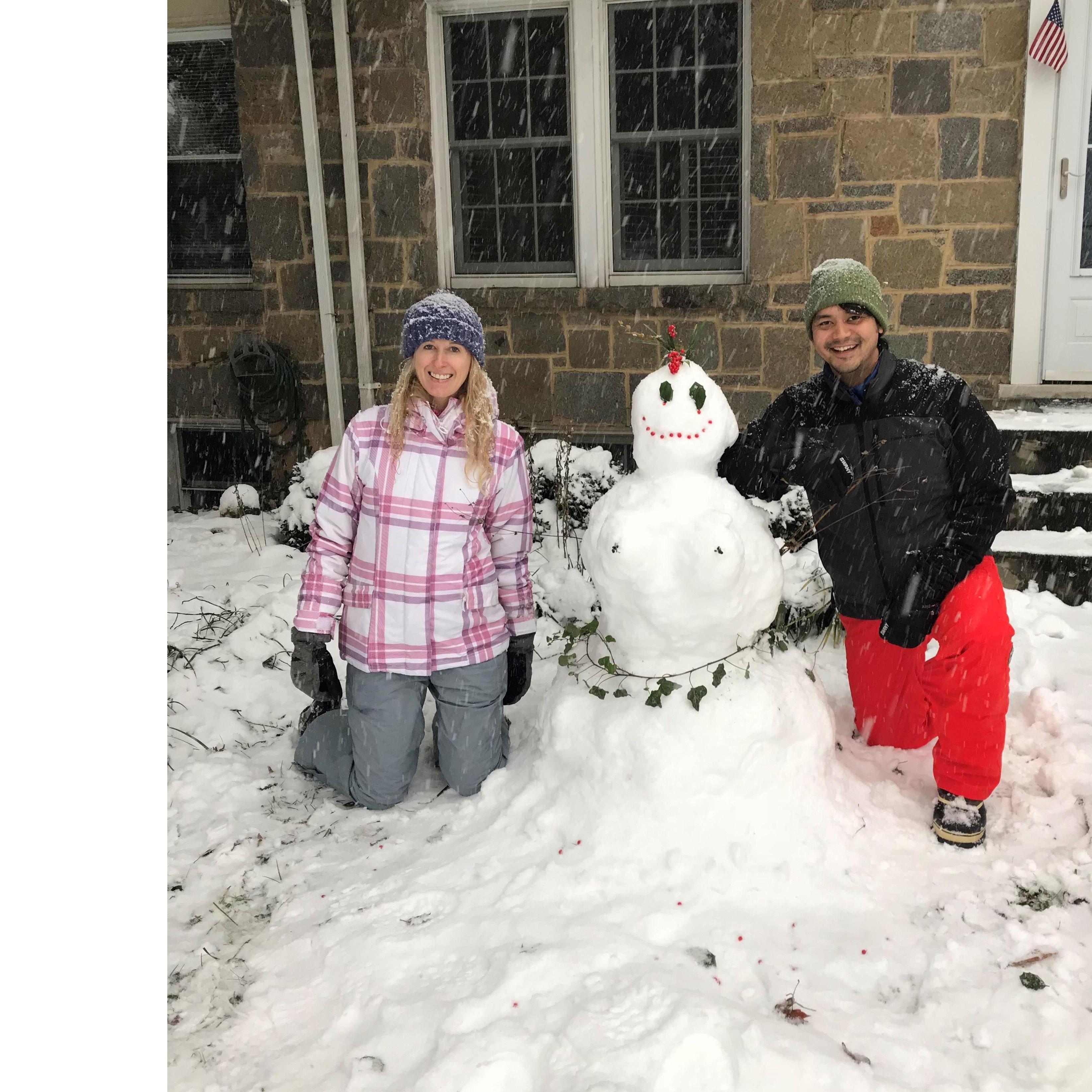 Our first snowman, January 2019