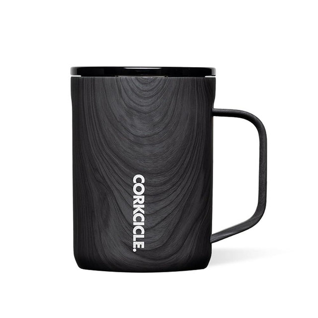 Corkcicle Classic Coffee Mug - Triple Insulated Stainless Steel for Travel - Shatter-Proof Lid - Keeps Drink Hot Over 3 Hours - Holiday Mug Gift - Great for Gifting Warmth - 16 oz - Burnt Wood