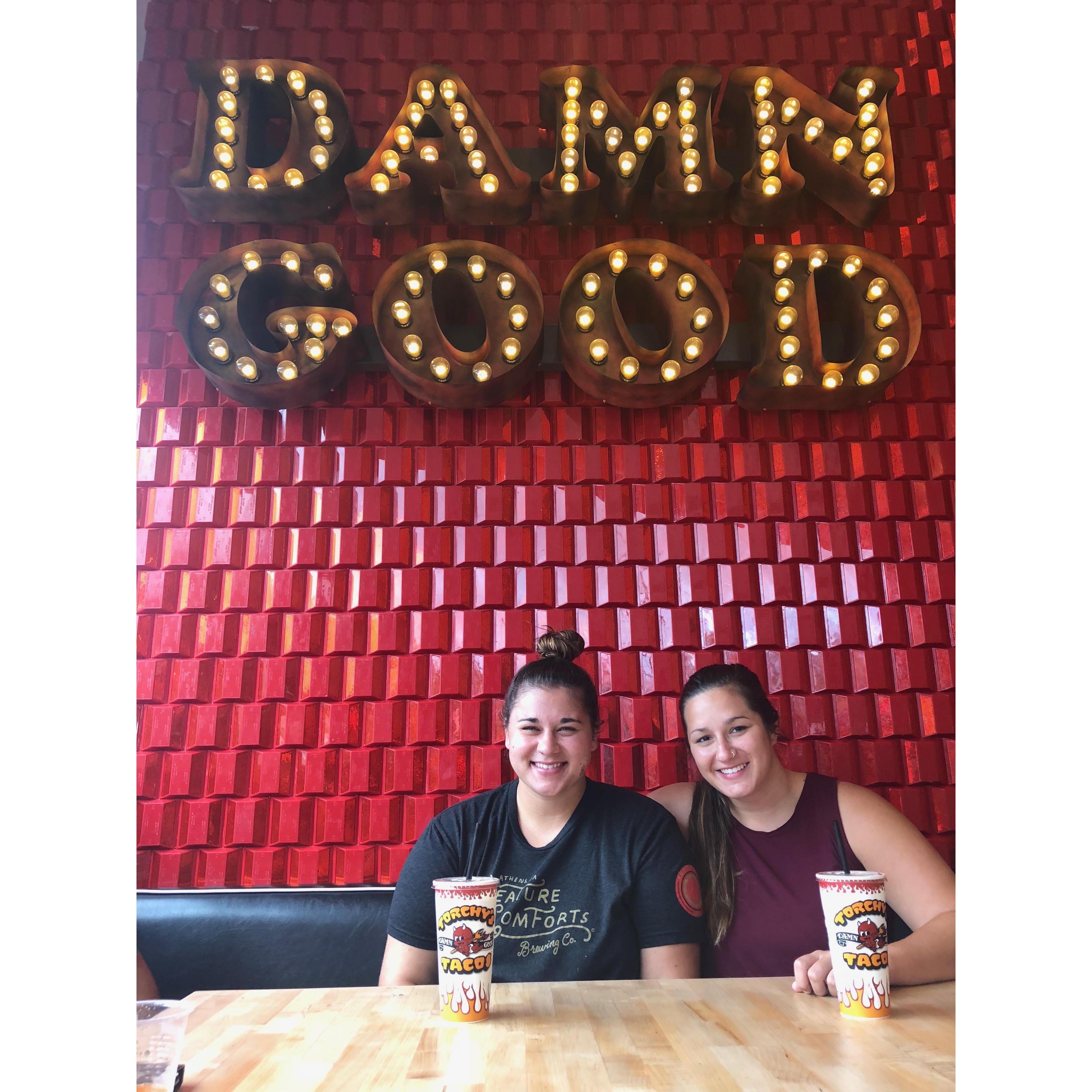 Enjoying a staple in Texas, Torchy's Tacos.