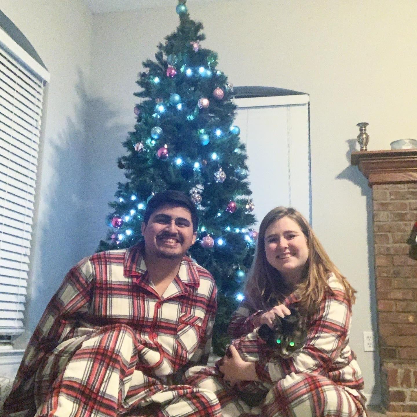 Christmas 2020. Artemis didn't love the matching outfits!