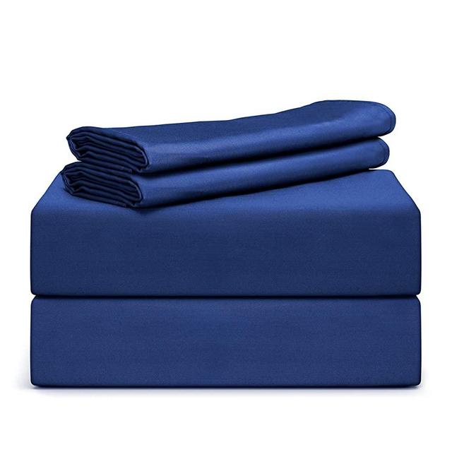 TAFTS Bamboo Sheets King Size - 100% Pure Organic Viscose Bamboo Sheet Set - 400TC Bamboo Bed Sheets - 4 Pieces - 17” Deep Pocket - Silk Feel, Cooling, Anti-Static, Hypoallergenic (Navy Blue)