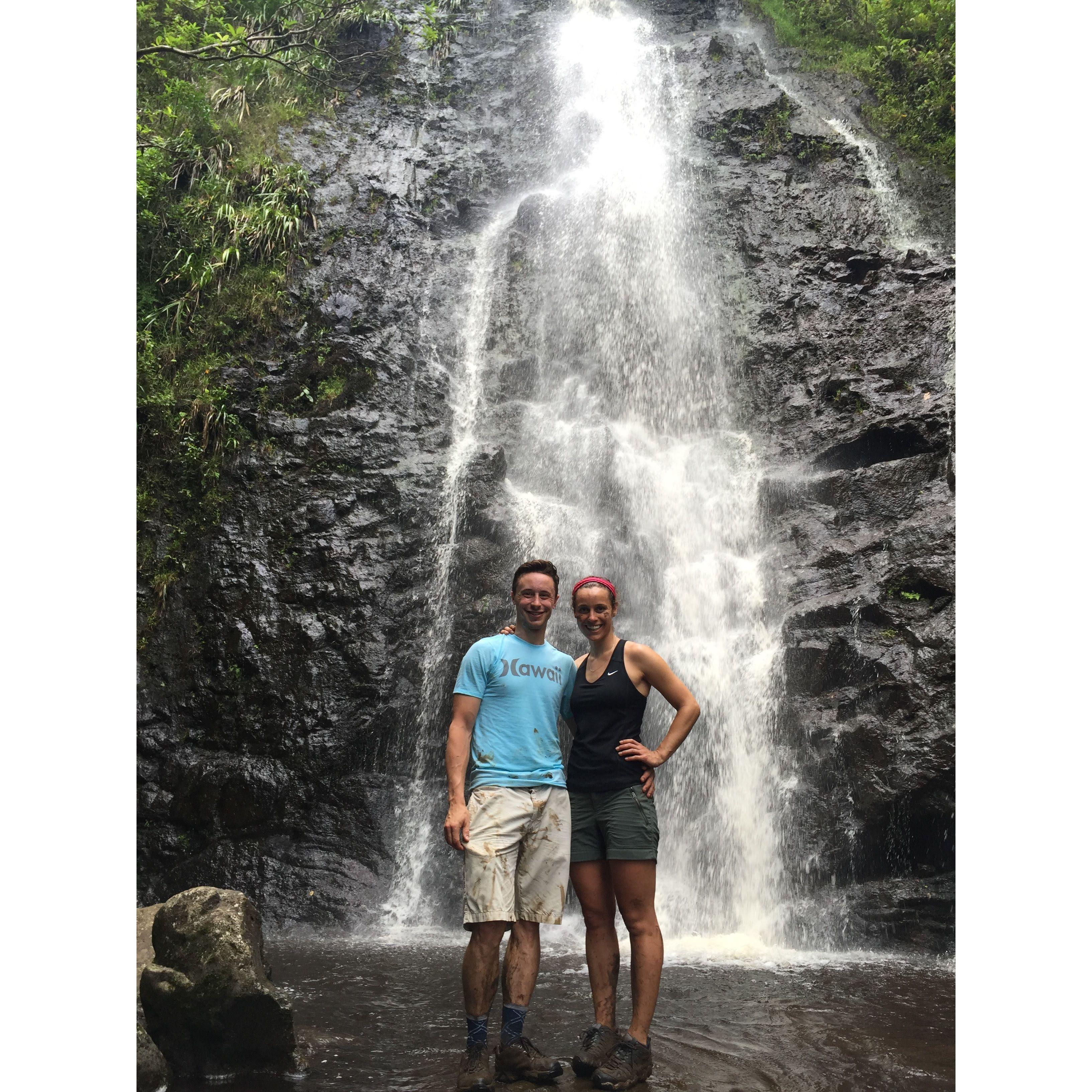 Hiking three waterfalls in Hawaii.