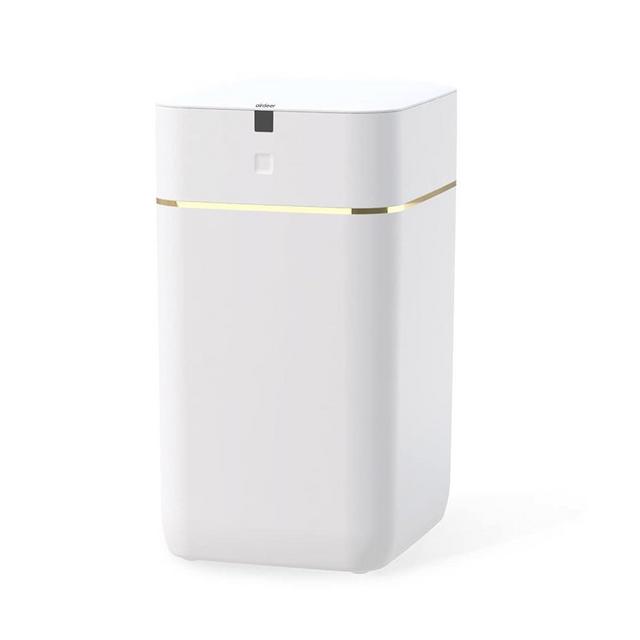 Airdeer Automatic Trash Can, 4 Gallon Self Sealing and Self-Changing Smart Trash Can, Motion Sensor, Touchless Garbage can with lid for Kitchen Bathroom Office, 6 Refill Bag Rings(Golden line)
