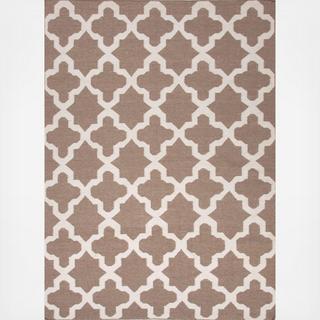 Flat-Weave Wool Aster Rug Taupe/Ivory