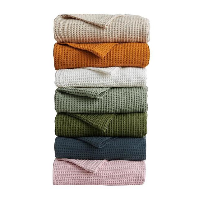 Vintage Comfort 100% Cotton Waffle Weave Queen Bed Blanket | Sage Waffle Knit Blanket | Ultra-Soft, All Season Textured Blankets & Throws for Bed, Couch, or Chair (Full/Queen, Sage)